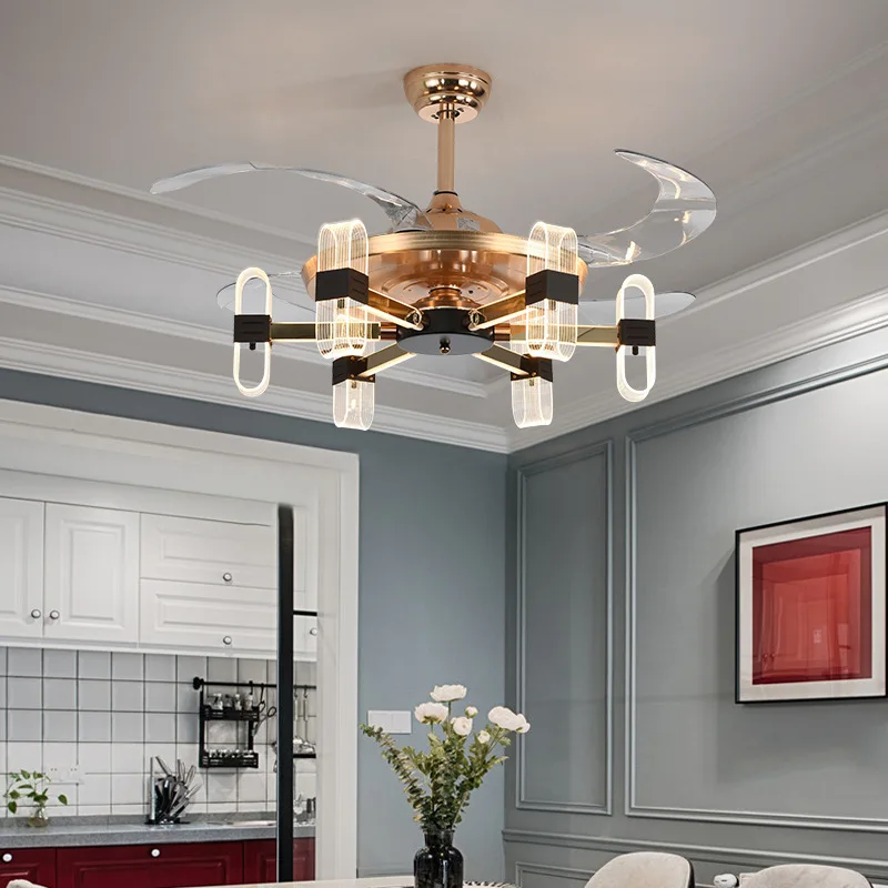 Настенная потолочная лампа умный Невидимый вентилятор из кованого железа Led