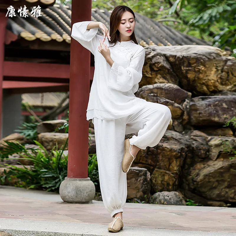 Two Piece Kungfu Suit Martial Arts Tai Chi Set Women Chinese Traditional Shirt+pant Casual Meditation Yoga Exercise Gym Clothing