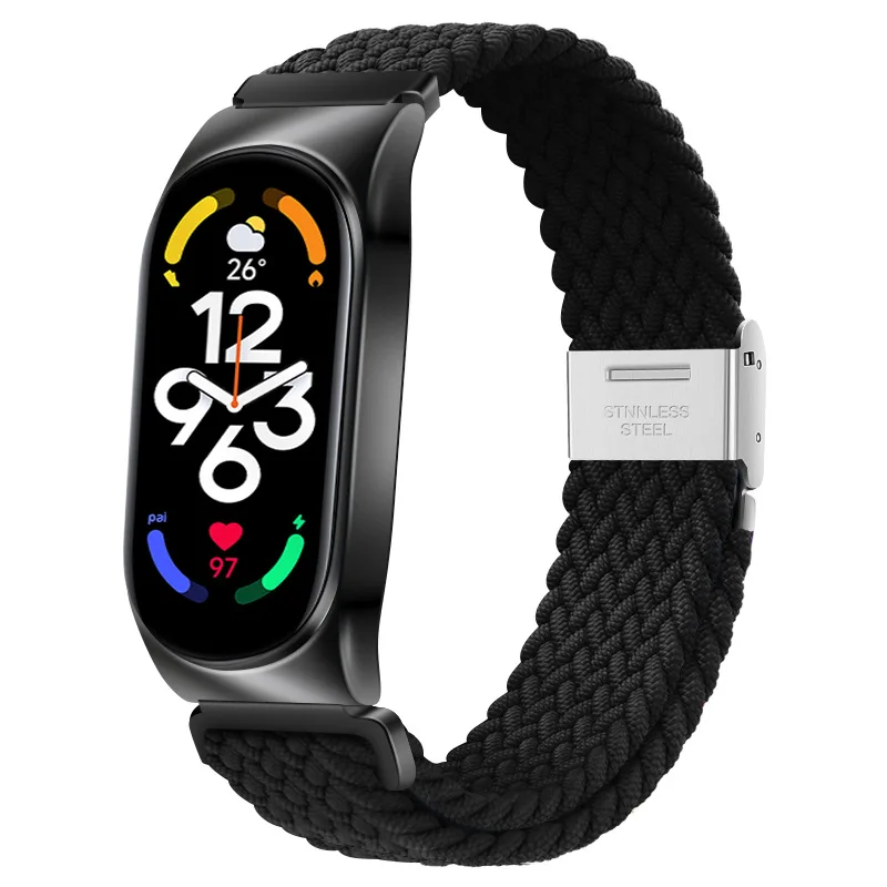 Bracelet for Xiaomi Mi band 6 7 NFC Strap Elastic adjustable Nylon Braided solo loop Miband4 miband 5 correa Mi band 5 6 strap
