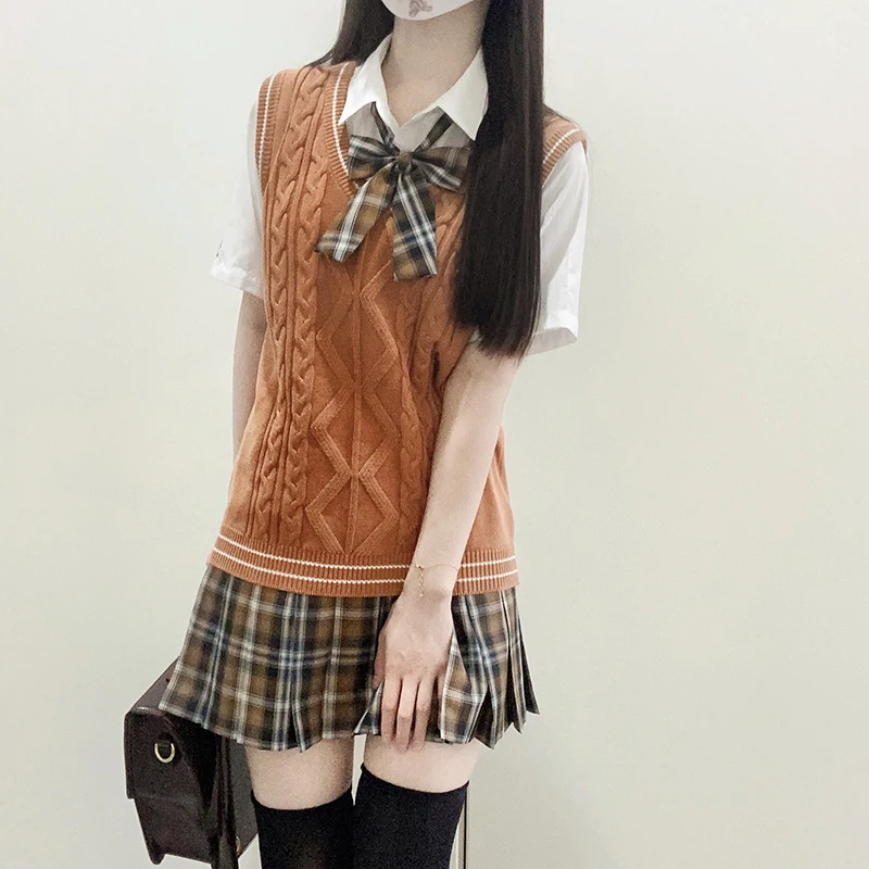 [Оригинал от Park Ying] Jk Uniform Japan fashion преппи вязаный пуловер свитер с V-образным