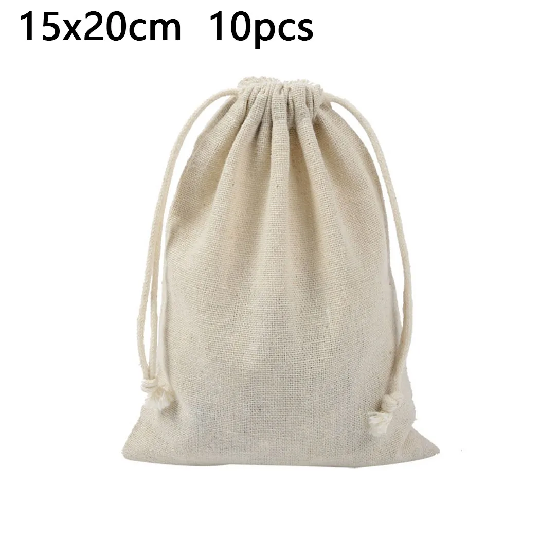 

10 шт., мешочки из хлопка и льна, 10 х1, 4 см/15 х20 см