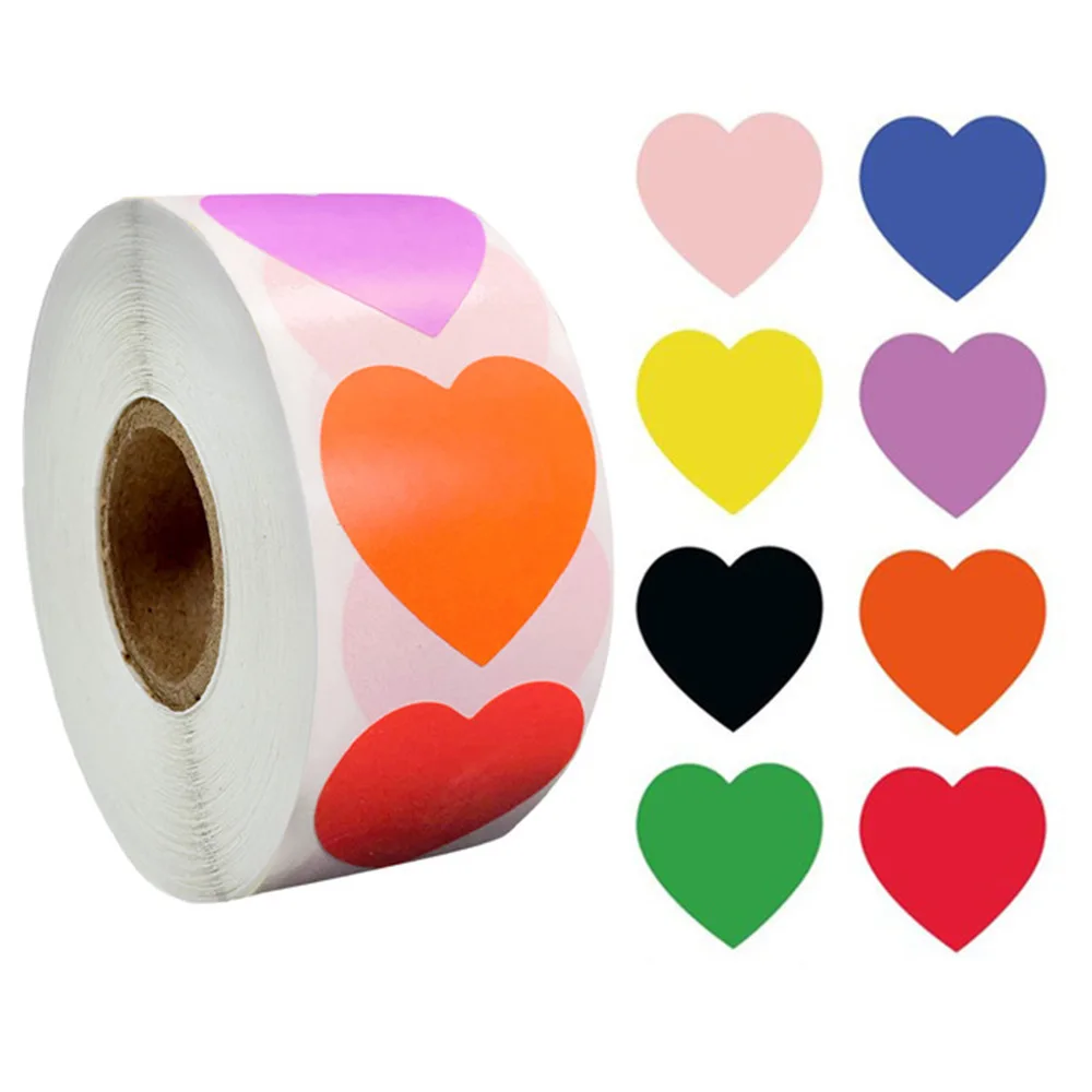 

500pcs Love Heart Kawaii Bread Baking Cake Gift Box Packaging Bag Adhesive Washi Tape Stickers Packing Paper Lable Seal Sticker
