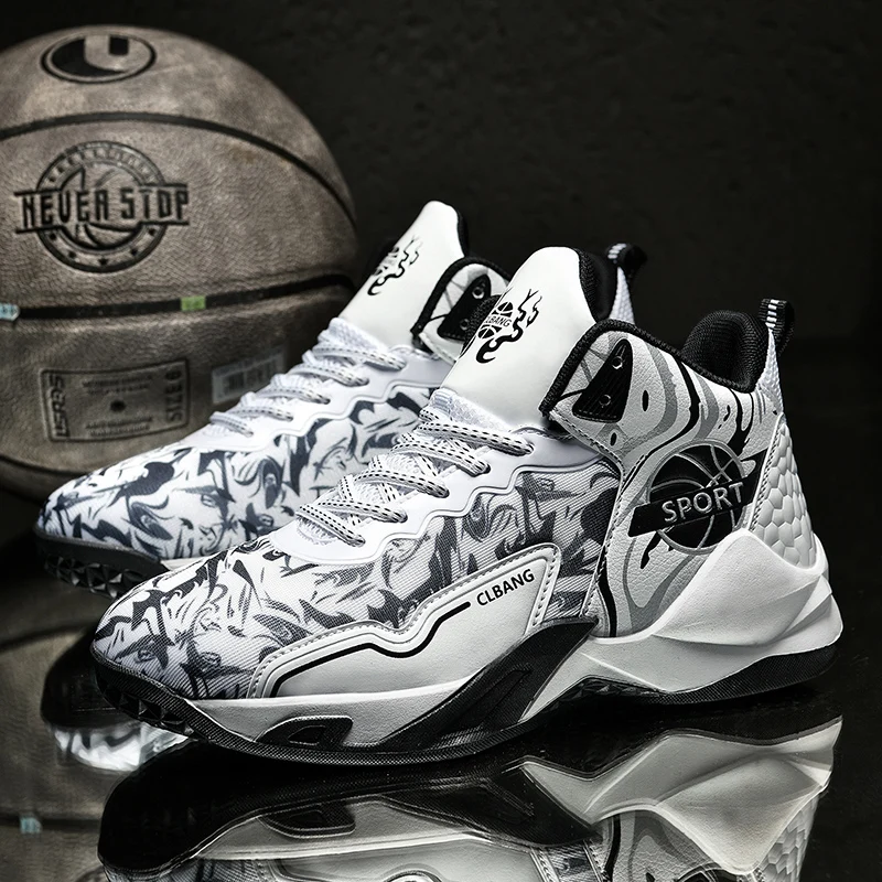 Basketball Shoes Breathable Men's Sneakers Thick Sole Non-slip Sport Shoes High Top Couple Comforthable Training Athletic Shoes