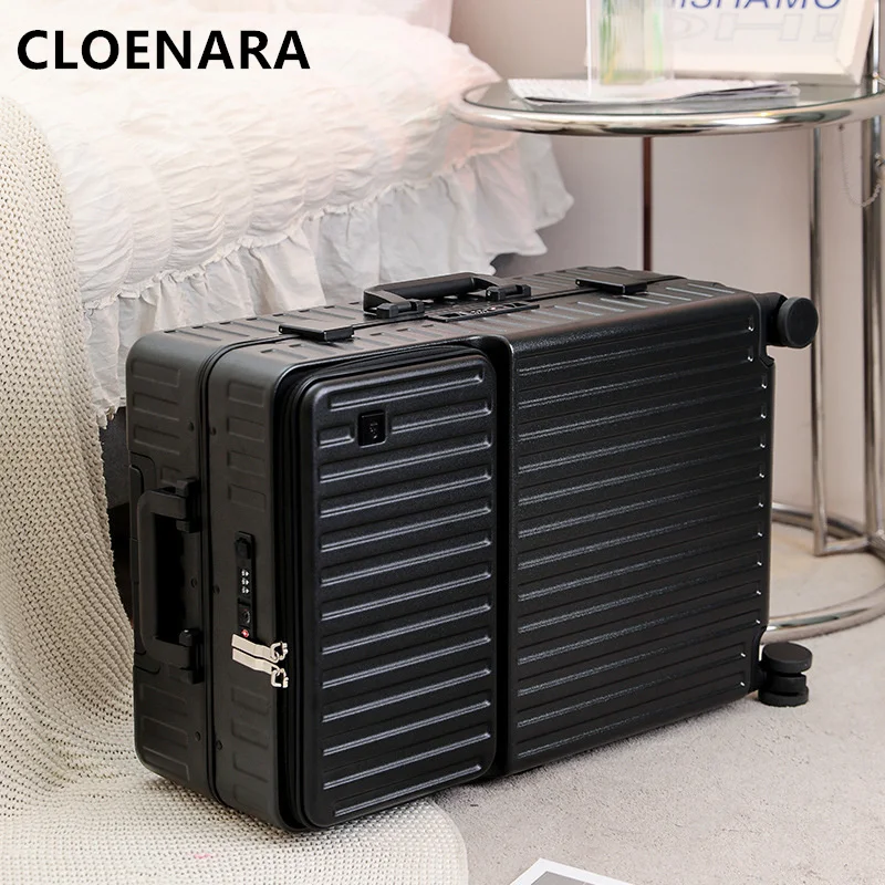 COLENARA 20''24''Inch The New Luggage Box Front Open Cover Trolley Case Multifunctional Boarding Password Case Laptop Suitcase