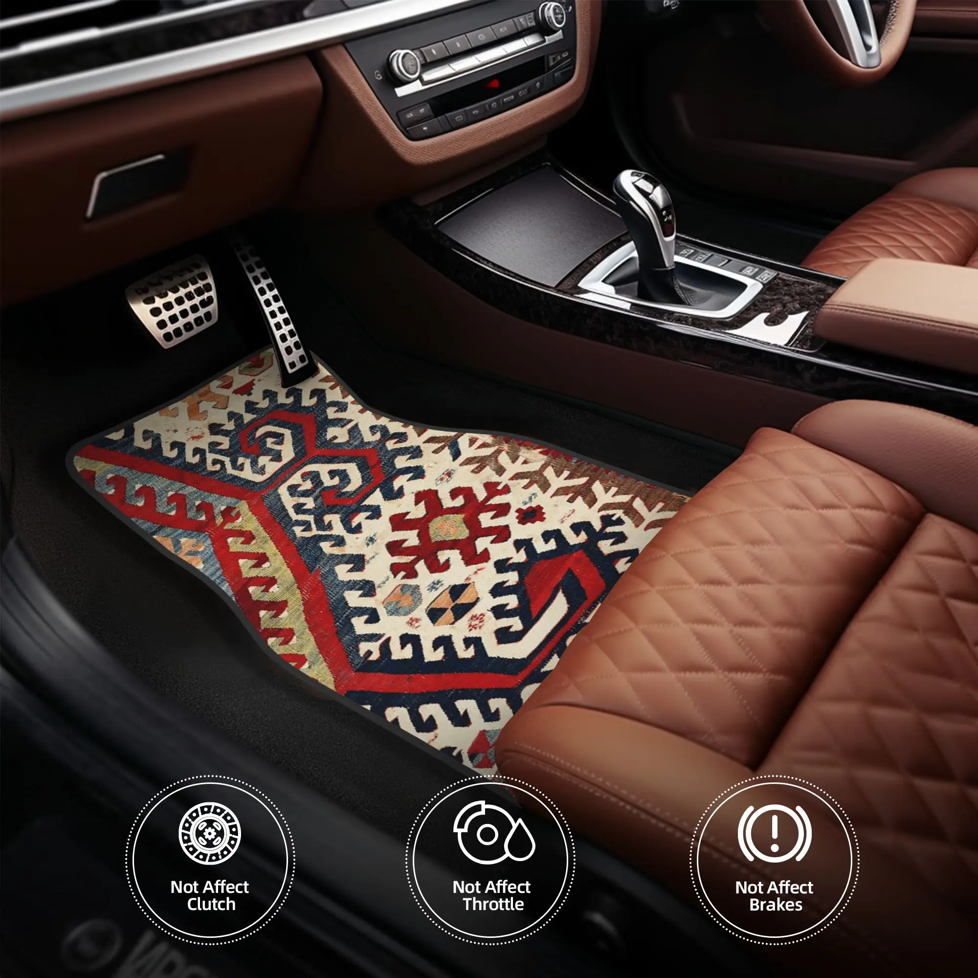 Фото Комплект из 4 универсальных автомобильных ковриков Hotamis Antique Konya Turkish Kilim из хрустального бархата для переднего и заднего ряда, защитные коврики для автомобиля №5