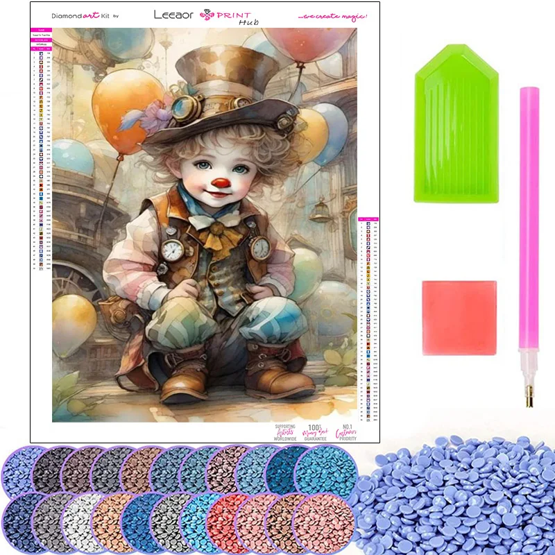Алмазная картина с мультяшным изображением мальчика клоуна мозаичная вышивка