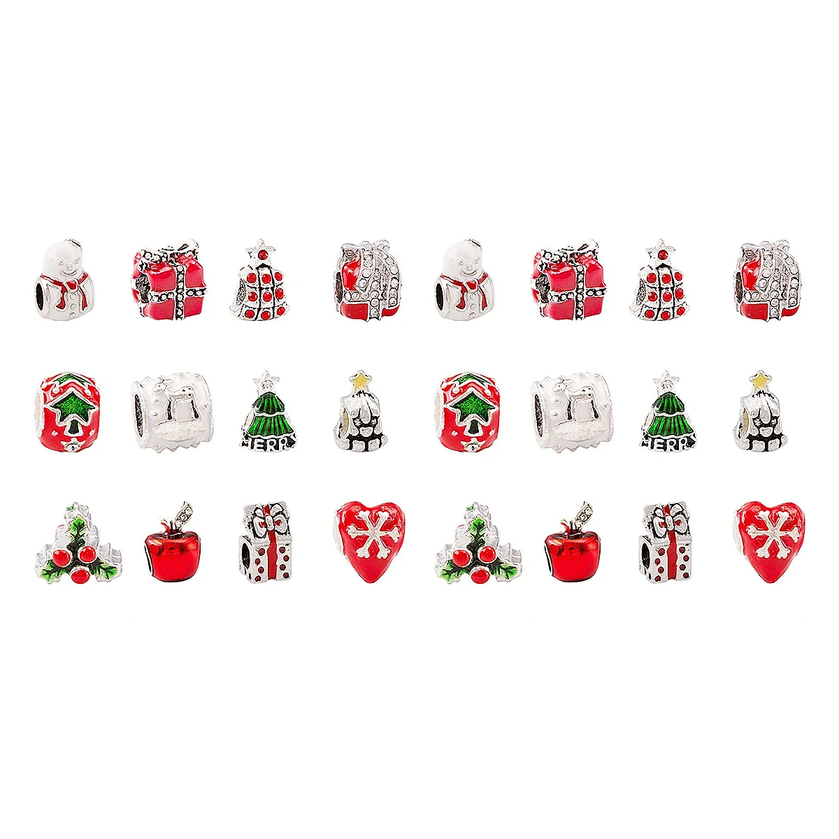 

24pcs Christmas Large Hole Bead Alloy Loose Bead Jewelry DIY Accessories Polymer clay beads