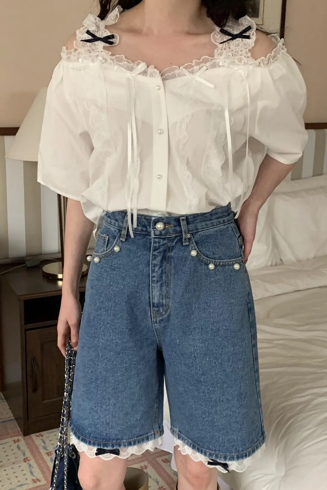 ZHISILAO новые кружевные лоскутные джинсы до колен женские летние винтажные прямые