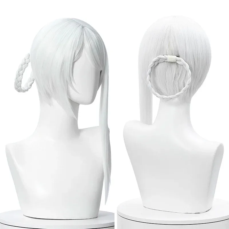 Фото Zizi 2025 L-email Kaine Wig NieR RepliCant Косплей Серебристо-белые плетеные парики с челкой Синтетические волосы Термостойкие №1