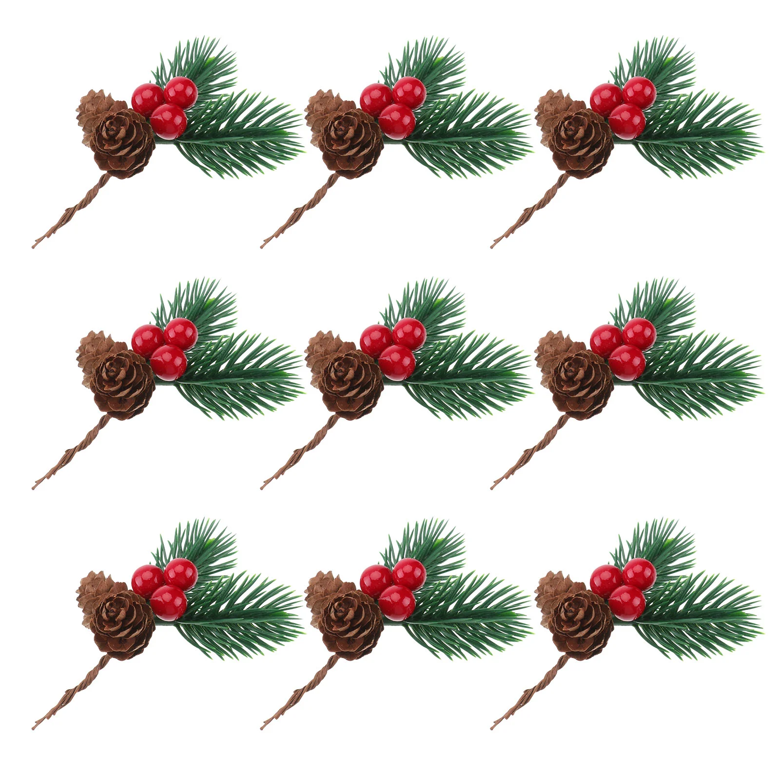 

Christmas Pine Branches Berry Artificial Pick Supplies Cone Holly Picks Party Berriesdecor Wreath Adornment Evergreen Decoration