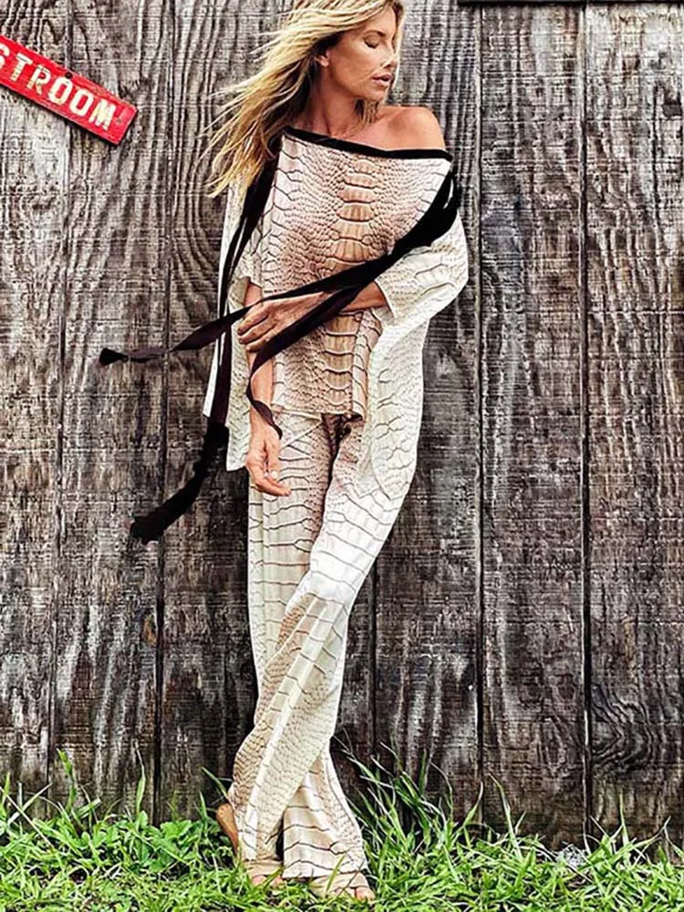 2022 Swimsuit Cover up Print Tiger Striped Pareos Dress Tunics Summer Bikini Beach Sets Long Pants Kimono Beachwear |