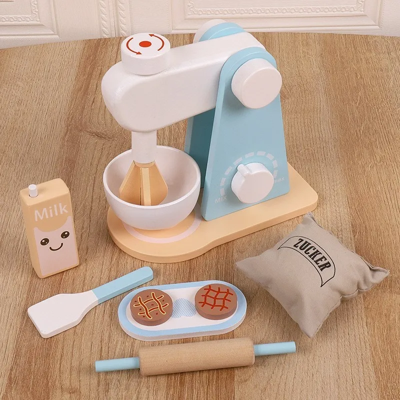

Wooden Kitchen Toys Utensils Children Cooking Set Girls Boys Montessori Dinette Child Games For Kids Role Play Blender Suit Gift