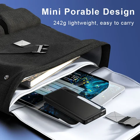 MOVESPEED K10 Power Bank 10000 мАч, два порта USB A, быстрая зарядка, внешний большой аккумулятор для iPhone 15Pro, Samsung S23 Xiaomi 14