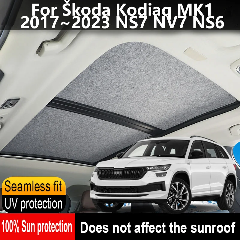 Фото Автомобильный люк на крыше, изоляционный козырек на крышу для Škoda Kodiaq 2017 ~ 2023 2022 21 MK1, анти-УФ-электростатическая адсорбция, небесная занавеска, солнцезащитный козырек №1