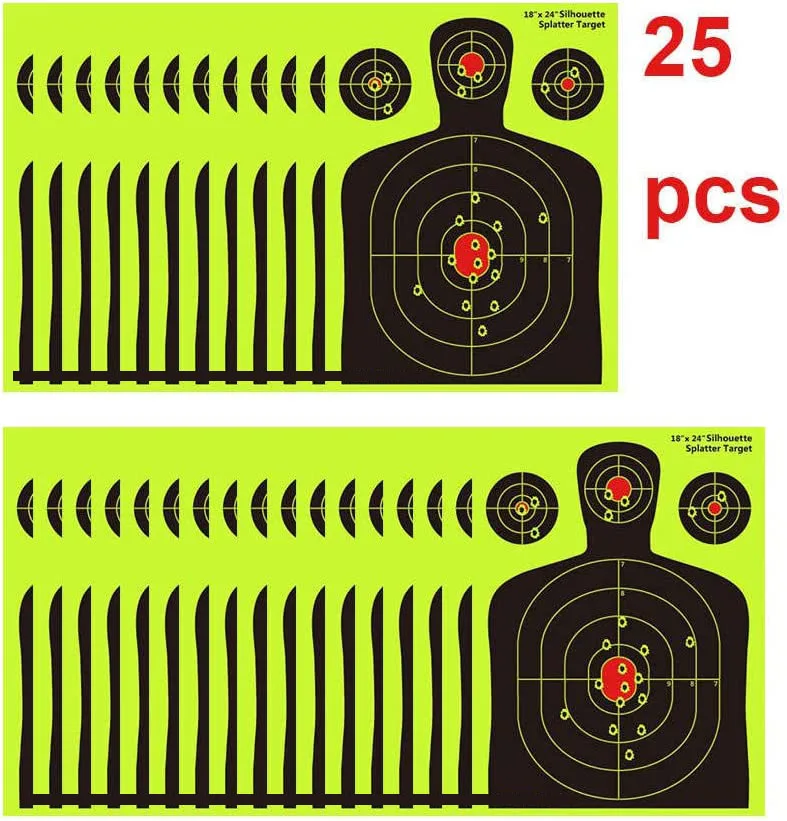 18 x 24 Splatter Target Pack of 25 Highly Visible Shooting Sports Targets for Indoor/Outdoor Range Time