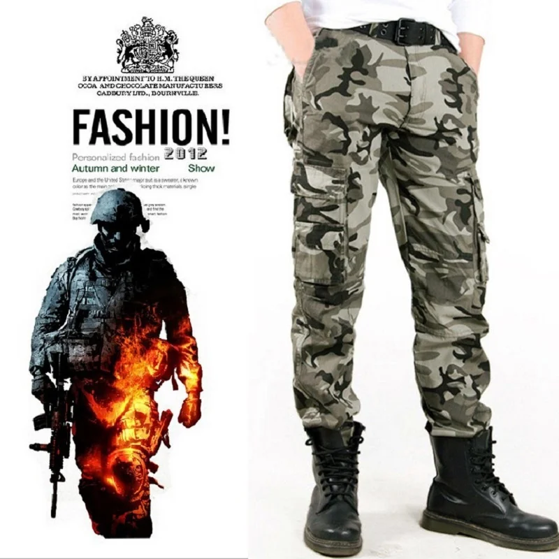 

Fashion Pocket Men's Camouflage Pants Casual Thickening Trouser Combat Military Style Jogger Tactical Male Camo Army Cargo Pant