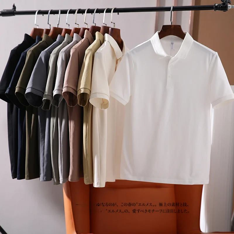 Strong Recommend! Fine Yarn Pearl Cotton! Foreign Trade Men's Clothing Summer Solid Business Leisure Lapel Short sleeve Polo ...