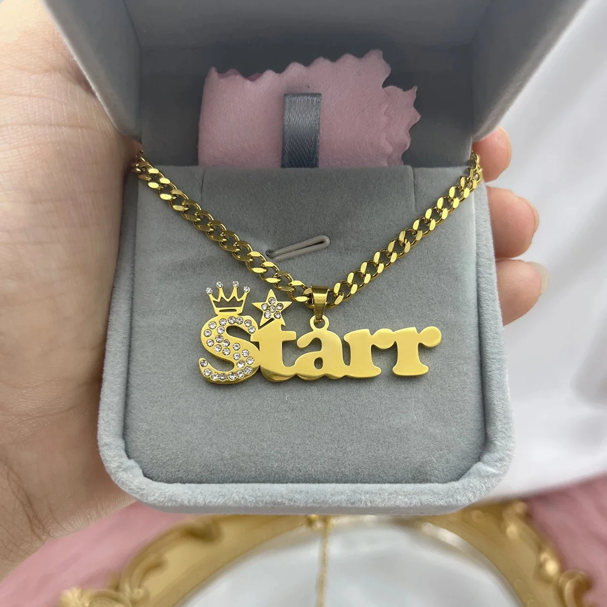 DIY Custom Name 2 Pcs Baby Necklace and Bracelet Sets for Kids Cute Zircon Crown New Born Birthday Jewelry Gifts