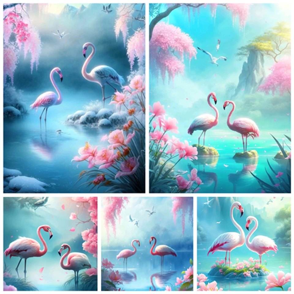 Алмазная мозаика с фламинго, Набор для вышивки крестиком, украшение для дома, подарок