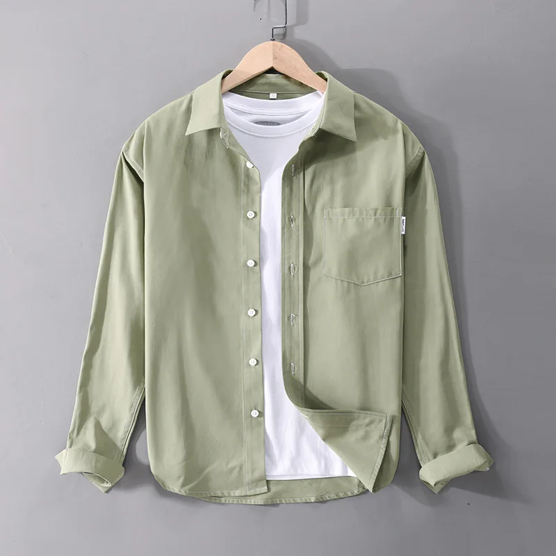 

Camisa Masculina 2022 Весенняя новая хлопковая рубашка с длинными рукавами мужская повседневная универсальная Однотонная рубашка красивый топ мужс...