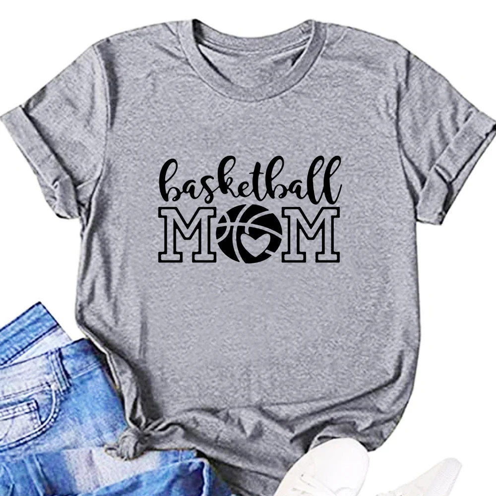 

Basketball Letter Short Sleeve Women's T Loose Round Neck T-shirt BY114