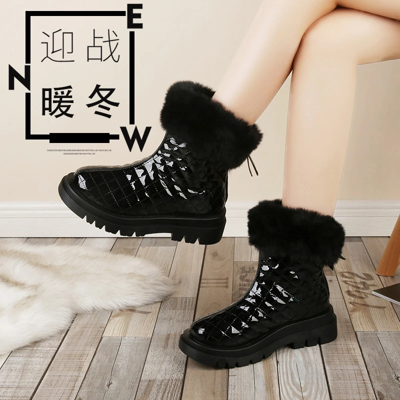 

Женские зимние ботинки, Высококачественная пуховая ткань, теплая плюшевая женская зимняя обувь, водонепроницаемые ботильоны, женская зимн...