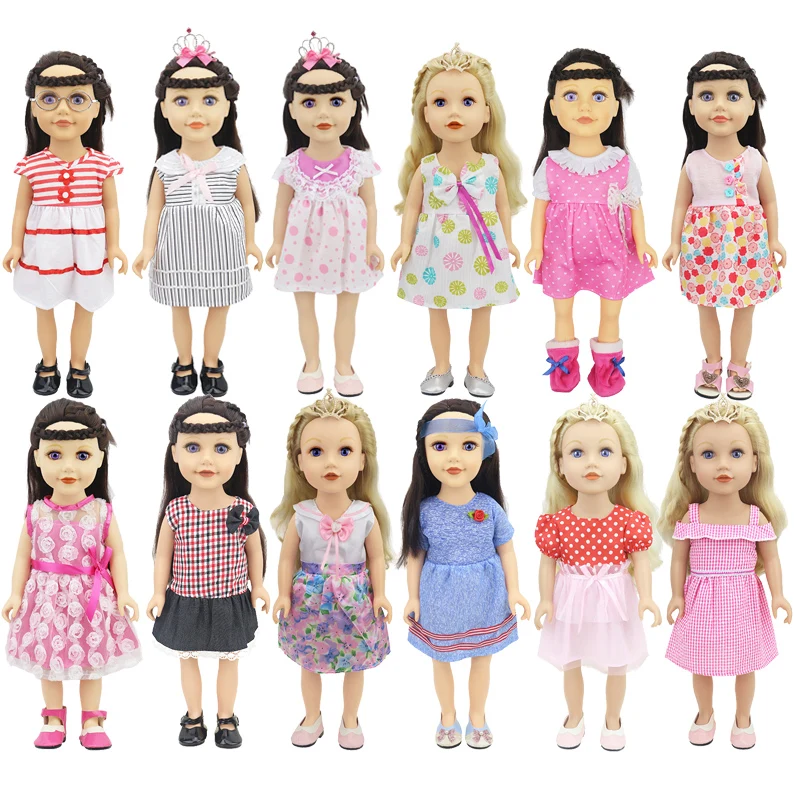 

25 стилей на выбор, платье подходит для кукол американской девочки, 18-дюймовая кукла, рождественский подарок для девочки (продается только од...