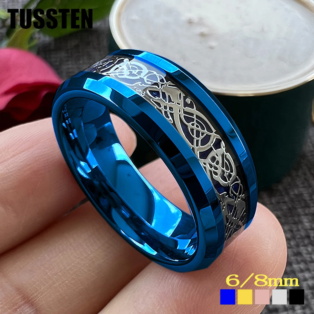 Кольцо TUSSTEN с драконом 6/8 мм свадебное кольцо из вольфрама для мужчин и женщин со