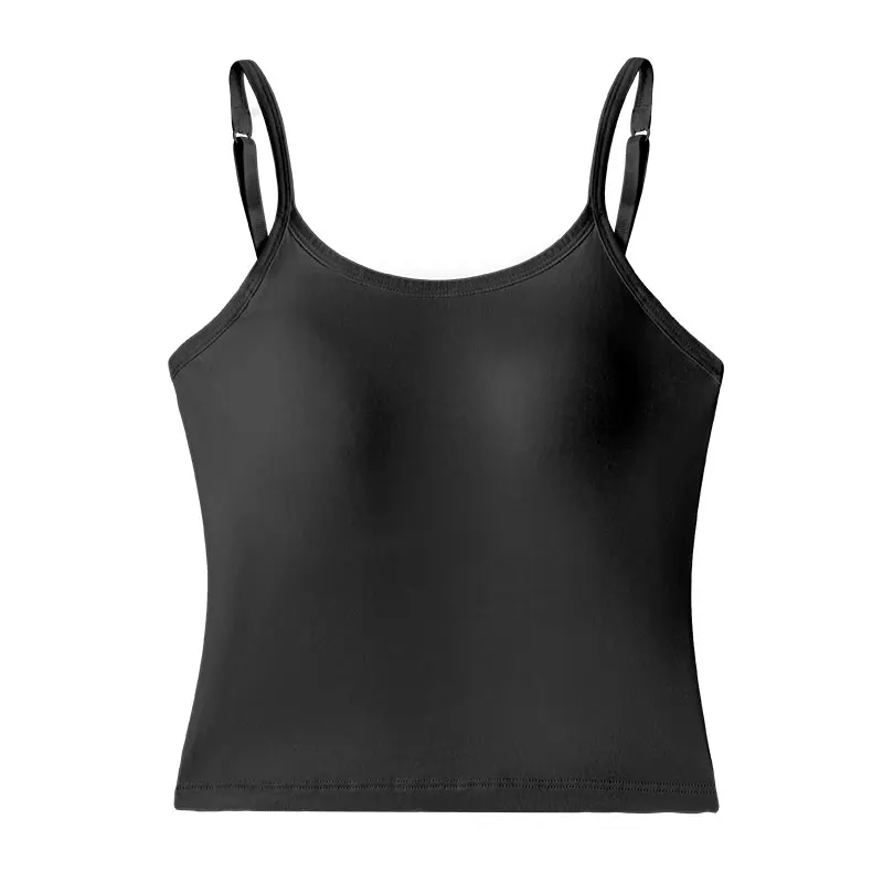 

New Female Summer Korean Versatile Fashion Solid Color Inner Wear Modal Strap Tank Top Women'S Strap Cushion Short Bottom Top