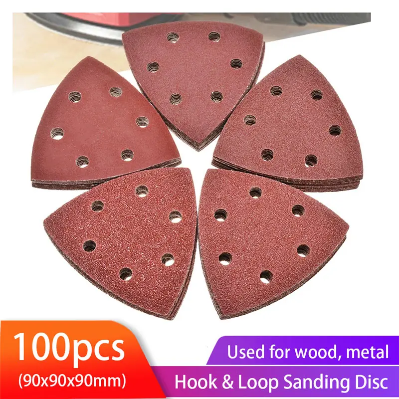 100 шт. треугольный шлифовальный диск 90 мм Delta шлифовальная машина с крючком и петлей наждачная бумага абразивные инструменты для шлифовальной зернистости 40-400