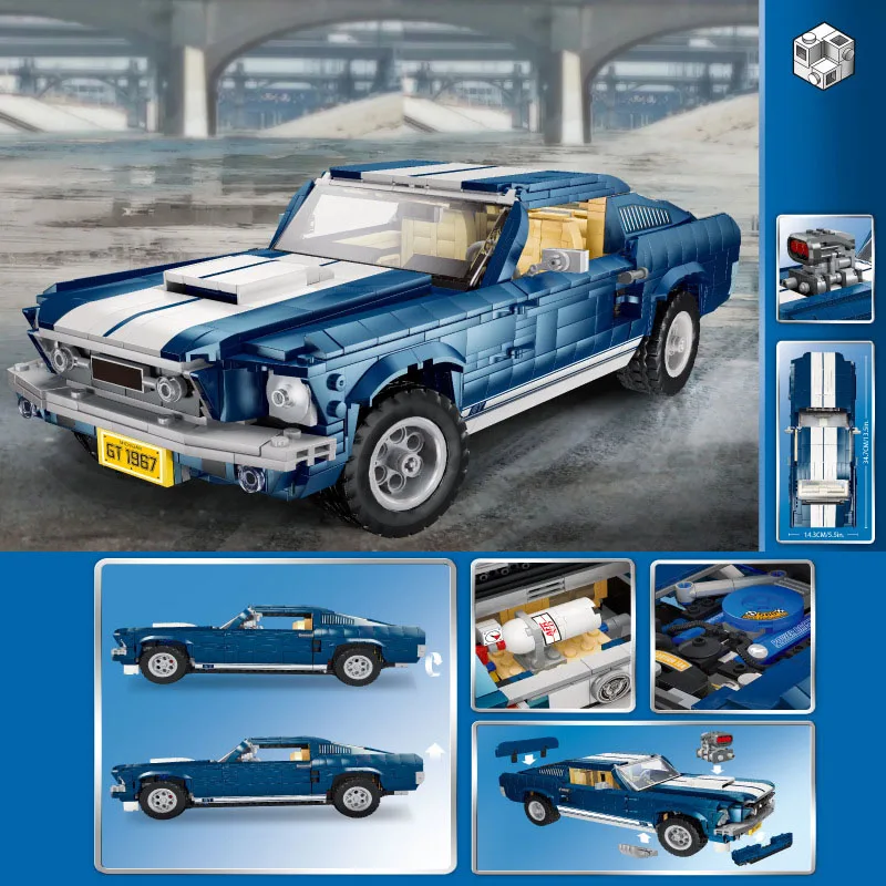 

Compatible 10265 Ford Mustang Classic Muscle Race Car Model 21047 Building Blocks Bricks Birthday Christmas Educational Toy Gift