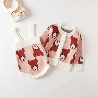 rinilucia 2022 autumn infant baby girls knit long sleeve cartoon coat rompers clothing sets kids girls suit clothes 0 3y