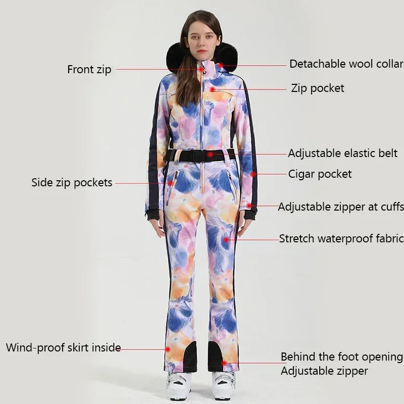 Комбинезоны для сноуборда цельный лыжный костюм новинка 2025 Женский облегающий