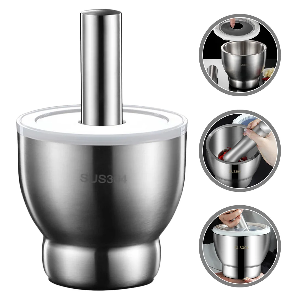 

Garlic Bowl Pestle Crusher Mortar Grindingand Grinder Manual Medicine Metal Guacamole Crush Press Egg Shell Set