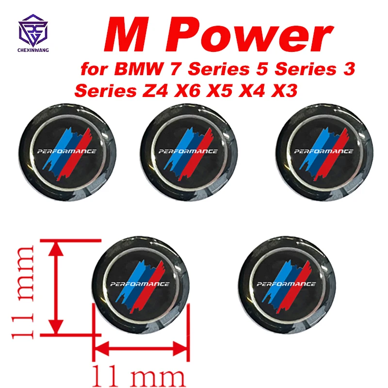 

5PCS/lot 11mm Plastic Remote Key Badge M Power Performance Emblem Logo Sticker for BMW 7 Series 5 Series 3 Series Z4 X6 X5 X4 X3