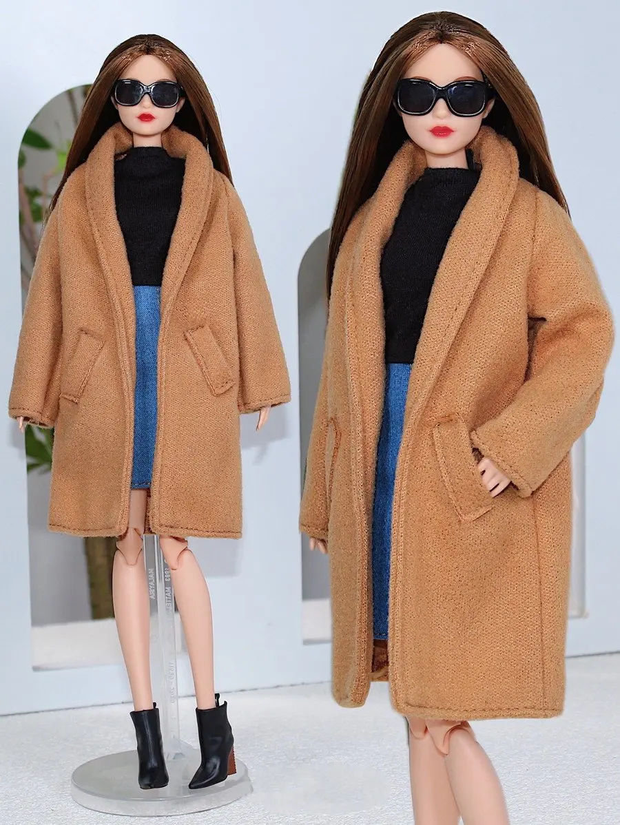 

1:6 Brown Winter Parka 11.5" Doll Clothes for Barbie Outfits Long Coat Jacket for Barbie Doll Accessories 1/6 BJD Dollhouse Toys