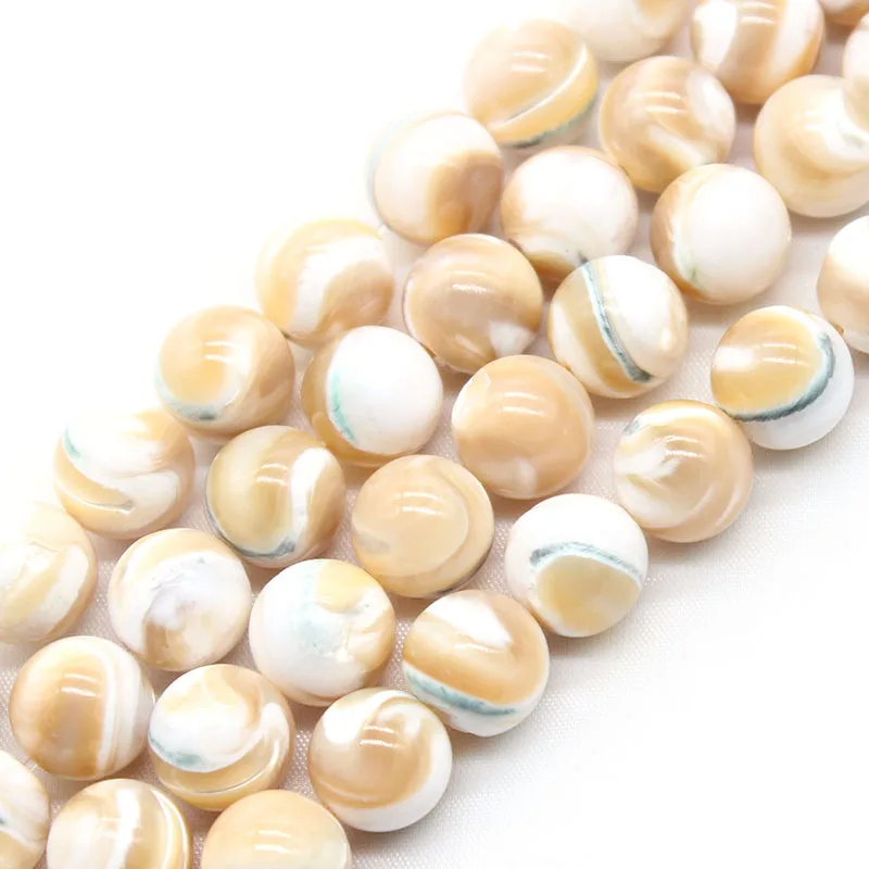 

Natural Coffee Trochus Niloticus Top Shell Green Line Round Beads For Jewelry Making DIY Necklace Bracelet 6 8 10MM Strand 15''
