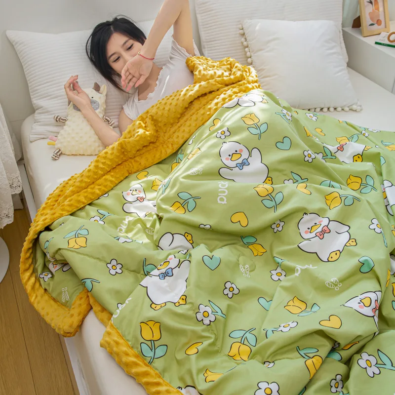

Quilt Cartoon Class A Water Wash Cotton Linen Skin Friendly Beans Children's Air Conditioner Summer Comforter Machine Washable