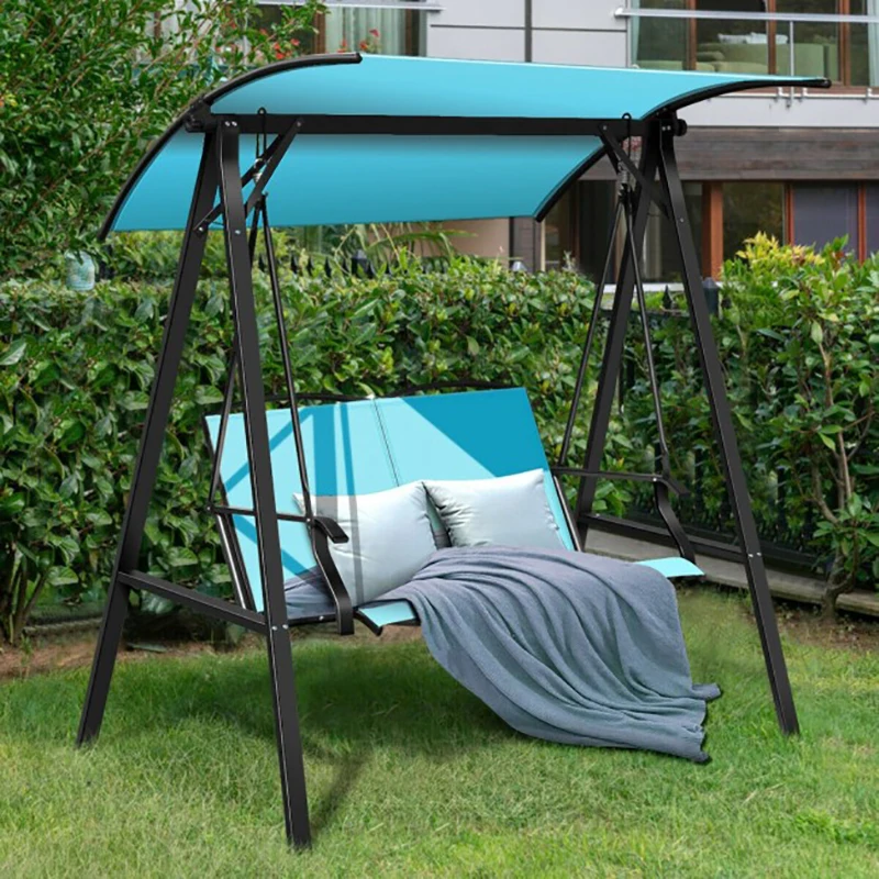 

2 Person Patio Swing with Weather Resistant Glider and Adjustable Canopy Outdoor Hammock Waterproof Sunscreen Patio Swing Chair