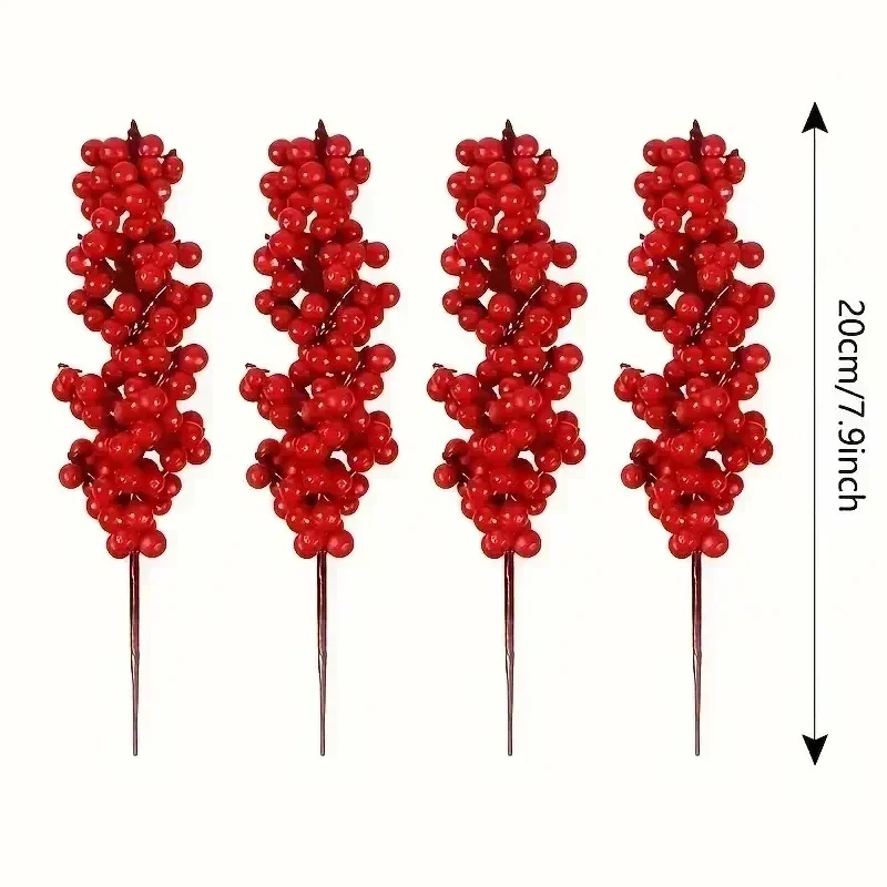 Искусственные красные ягоды ветка  для рождественской елки