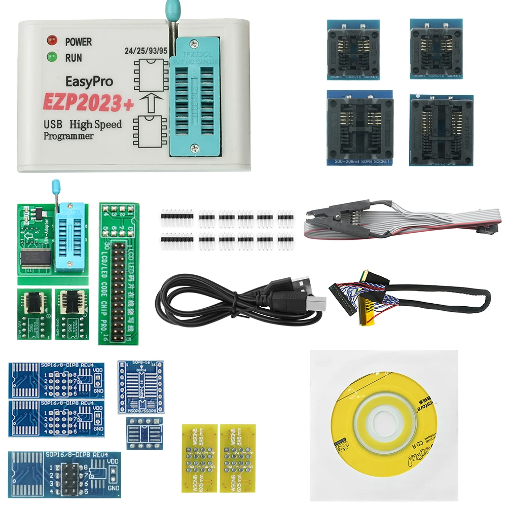 Высокоскоростной USB-программатор SPI EZP2023 2024 + 12 адаптеров поддержка 24 25 26 93 95 EEPROM