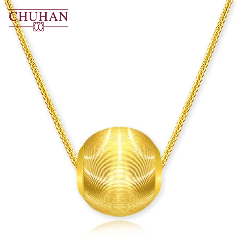 

CHUHAN Au999 Pure Gold 6mm Gold Bead Chopin Chain Necklace 18K Gold Clavicle Chain Au750 Gifts Fine Jewelry For Woman