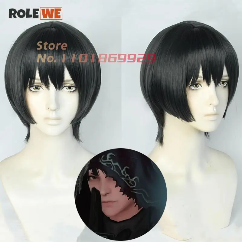 

Fandanie Wig Cosplay Game FF14 Fandanie Cosplay FFXIV Short Gray Black FINAL FANTASY XIV Heat Resistant Hair Wigs + Wig Cap