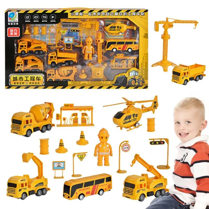 

18pcs Educational Engineering Truck Toy Car Excavator Tractor Crane Construction Model Vehicle Toys For Boys Kids Gift