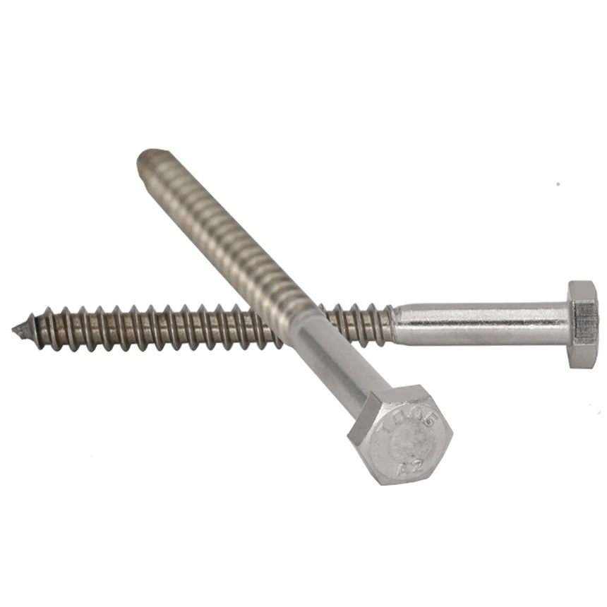 

M6 M6.3 M8 M10 M12 30mm 35mm 40mm to 200mm DIN571 304 Stainless Steel Hexagon Hex Half Thread Bolt Wood Self Tapping Coach Screw