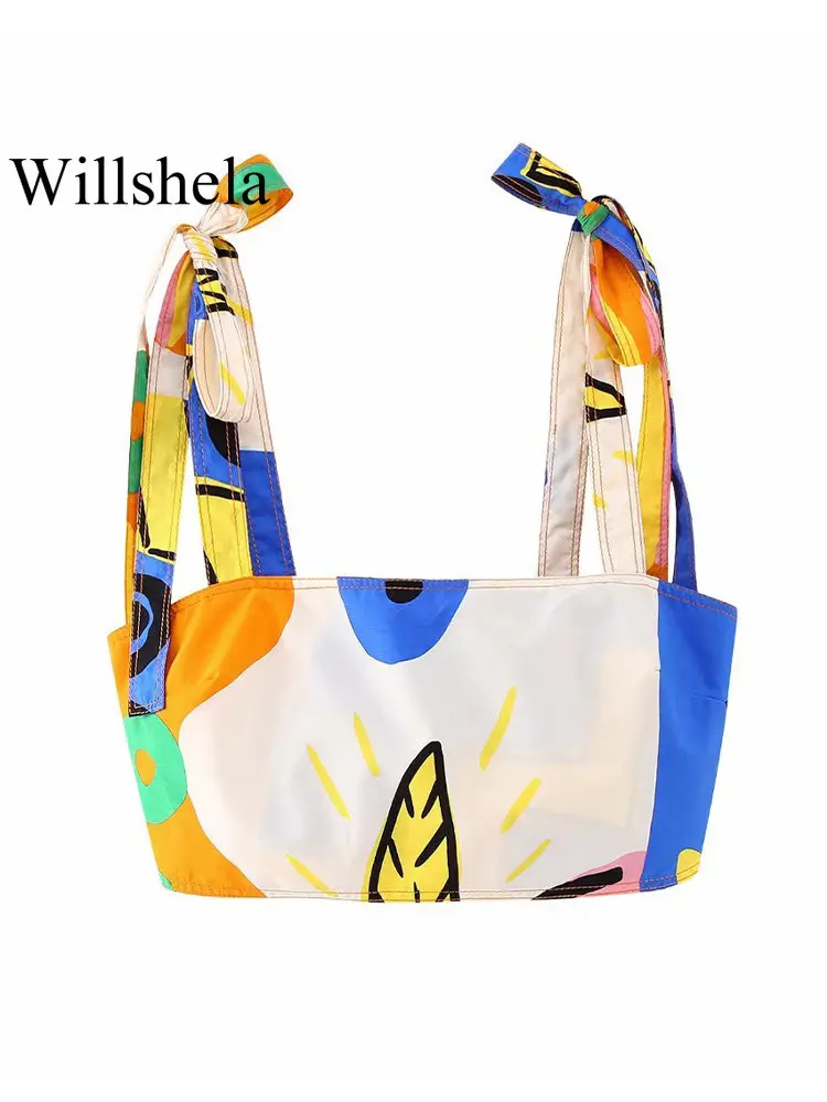 

Женский укороченный топ Willshela, винтажный топ с квадратным воротником и открытой спиной