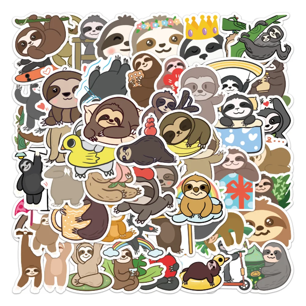 

10/30/50PCS Cartoon Cute Sloth Personality Graffiti Creative Sticker Desk Laptop SuitcaseCar Guitar Waterproof Sticker Wholesale