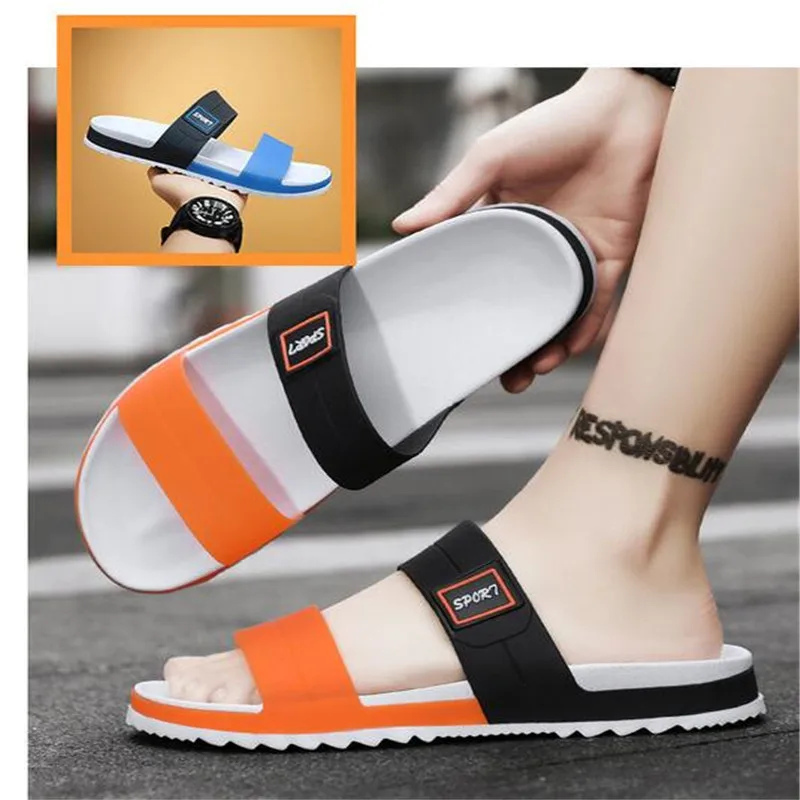 

Brand Men Slippers Outdoor Indoor Designer Summer Soft Black Slippers Men Thick Fashion Beach Platform Shoes Non-slip Sandals