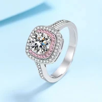 trendy 925 sterling silver 1ct d color vvs1 square moissanite halo rings for women jewelry lab diamond engagement ring gift
