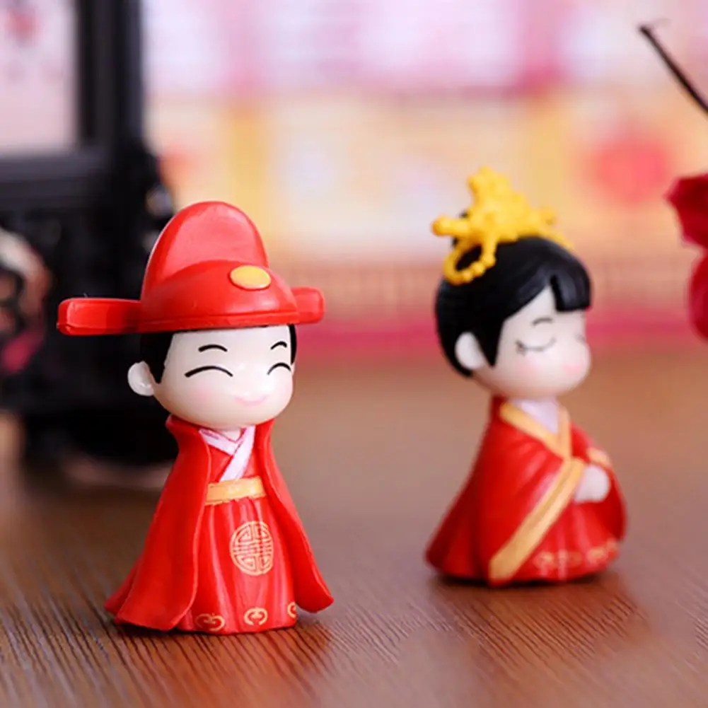 

2 шт. парные статуи украшения в китайском стиле праздничный старинный костюм настольные Свадебные статуэтки жениха невесты украшение для д...